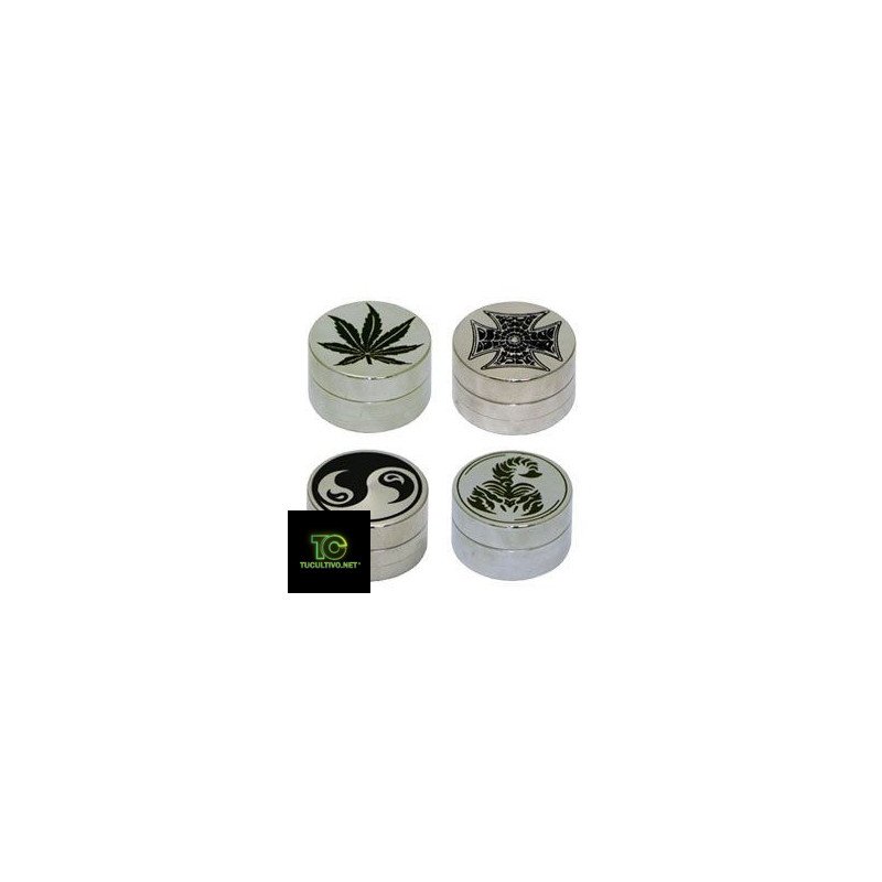 Grinder redondo de metal con polinizador. - Grow Barato